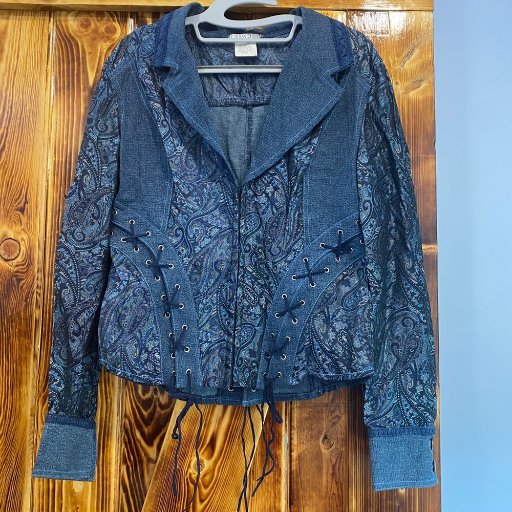 Vintage Casadei Embroidered denim Vest size 8
